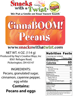 CinnaBOOM! Cinnamon and Cayenne Spiced Pecans